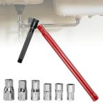 KYYGKY 8-13mm Faucet Bathroom Back Nut Kit Changeable Wrench Socket Adjustable Box Spanners for Taps, Tap Spanner Set with 6 Sockets Nut for Bath Basin Kitchen Sink Plumber Tap Installation Tool