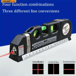 HOMEFISH Easy to Use Laser Level Line Tool Multipurpose Laser Level Kit Standard Cross Line Lase 8 Feet Measure Tape Ruler