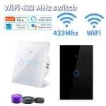 Work with Tuya WIFI Smart Home Wireless Remote Control Switch Light Wall US/EU Glass Touch Panel Voice by Alexa Google Home