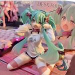 Hatsune Miku Model Anime Girl Figures Cat Ear Sitting Posture Short Sleeved Pajamas Figurines Car Decoration Doll Kids Toys Gift