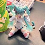Hatsune Miku Model Anime Girl Figures Cat Ear Sitting Posture Short Sleeved Pajamas Figurines Car Decoration Doll Kids Toys Gift