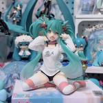 Hatsune Miku Model Anime Girl Figures Cat Ear Sitting Posture Short Sleeved Pajamas Figurines Car Decoration Doll Kids Toys Gift