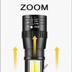 COB+XPE Mini Portable Flashlight Zoomable Small Torch USB Rechargeable Outdoor Camping Fishing Long Range Emergency Lantern
