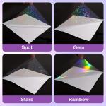50pcs Holographic Sticker Paper 2.9 X 4.1 Inch Clear Vinyl Self-Adhesive Waterproof Transparent Cold Laminating Film for Crafts