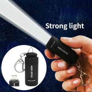 Pocket Keychain Flashlight Waterproof Outdoor Hiking Camping Mini FlashlightUSB Rechargeable LED Multifunctional Strong Light