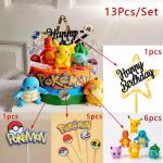 13Pcs/set Pokemon Cake Topper Pikachu Anime Figure Party Happy Birthday Pokemon Cake Decoration Supplies Boy Ornaments Kids Gift