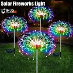 200LEDs Solar Fireworks Lights Outdoor Waterproof Solar Garden Lights 8 Lighting Modes With Remote Control Decorations Light