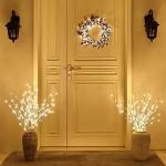 1 PC White Birch Branch Lights Battery Operated 20 LED Fairy Lights Willow Branches for Home Bedroom Inside Outdoor Decoration