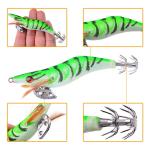 5pcs/lot Fishing Wood Shrimp Luminous Squid Octopus Lure 3D Eyes Fishing Lure Hard Bait Wobbler Squid Jig Lure