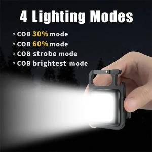 Super Bright 1500LM Work Light COB 500mah LED Flashlight Pocket Keychain USB Rechargeable Waterproof For Outdoor Camping