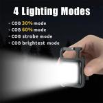 Super Bright 1500LM Work Light COB 500mah LED Flashlight Pocket Keychain USB Rechargeable Waterproof For Outdoor Camping