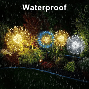 HOMEFISH 60LED Solar Fireworks Garden Lights Outdoor Waterproof with 8 Lighting Modes Remote Control Decorative Light