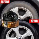 1 Piece 100g Black Tire Wax Polish, with Sponge Applicator, Suitable for Repair of Rubber and Plastic, Long-Lasting Gloss, Suitable for Stripesd, Vinyl and Car Wheels, Anti-Fading and Update