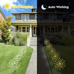 HOMEFISH 60LED Solar Fireworks Garden Lights Outdoor Waterproof with 8 Lighting Modes Remote Control Decorative Light