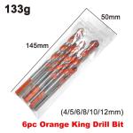 6pc Orange Hard Alloy Overlord Diamond 4/5/6/8/10/12mm Ceramic Tile Perforated Wall Drilling Tool Drill Bit Set