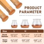 24 Pcs- Chair Leg Floor Protectors for Hardwood Floors, Silicone Chair Caps Covers Furniture Pads Sliders w/ Wrapped Felt Bottom