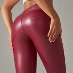 PU Leather Leggings Women Sexy Scrunch Butt Leggings Girls Faux Leather Pants High Waist Push Up Casual Leggings 6 Color