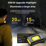 Outdoor LED Flashlight 550Lm Portable Mini Torch Light Pocket Lantern Flood Work Light with 5 Modes