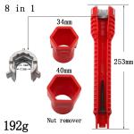 Three head red Sink wrench 8-in-1 screw removing water heater water pipe socket wrench hand tool set