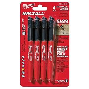 Milwaukee 48-22-3104 Inkzall Point Marker, Fine, Black, 4-Pack