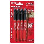 Milwaukee 48-22-3104 Inkzall Point Marker, Fine, Black, 4-Pack