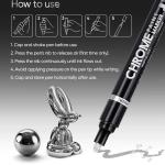 5/1pcs Chrome Pen Marker Mirror Waterproof Paint Repair For Rock Ceramic Glass Metallic Gold/Silver 2mm Nib