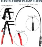 Hose Clamp Pliers, Wire Long Reach Hose Clamp Pliers Set Fuel Oil Water Hose Auto Tools Coolant Radiator Heater and Water Hose