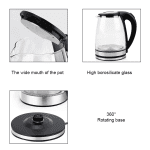 220V 1.8L Electric Kettle Glass Tea Kettle Water Boiler Home Kitchen water heater,Dry Boiling Protection