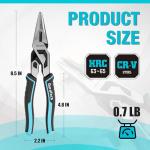 DURATECH 8.5-Inch Needle Nose Pliers, Compound High-Leverage Long Nose Pliers with Wire Cutter, CR-V Steel, Dual Pivot Design, Anti-Slip TPR Grip for Electrical, Repair, Wire Bending