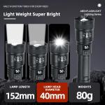 High Strong Power Led Flashlights 2000LM Tactical Torch with Display Light USB Charging Camping Fishing Emergency Zoom Lantern