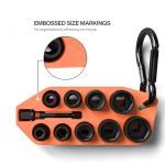 Klein Tools 33809 Grab-And-Go Impact Socket Set, SAE, 10-Piece Set with Sleeve, Carabiner, and 3/8-Inch Drive, Color-Coded 1/4, 5/16, 3/8, 7/16, 1/2, 9/16, 5/8, 11/16, and 3/4-Inch Sockets
