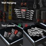 DISEN 10Pcs Ratcheting Wrench Set SAE & Metric Ratchet Wrench Set with Rack Organizer, Premium CR-v Steel, 12 Point, 72 Teeth,Box End and Open End Ratcheting Wrench Set,Metric 10-15mm&SAE 3/8''-5/8''