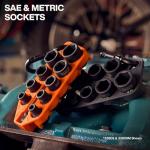 Klein Tools 33809 Grab-And-Go Impact Socket Set, SAE, 10-Piece Set with Sleeve, Carabiner, and 3/8-Inch Drive, Color-Coded 1/4, 5/16, 3/8, 7/16, 1/2, 9/16, 5/8, 11/16, and 3/4-Inch Sockets