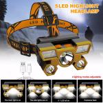 1pcs Rechargeable Headlamp, Portable 5LED Headlight Torch, Portable Working Light, Fishing Camping Head Light For Travel, Campin