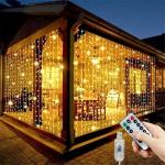 LED Curtain Lights USB Powered with Remote Control Holiday Christmas Decorations for Home Wedding Birthday Bedroom Party Lights