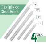 Mr. Pen Steel Rulers, 6, 8, 12, 14 inch Metal Rulers, Pack of 4