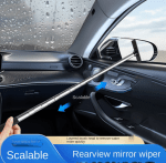 Car Rearview Mirror Wiper Cleaning Tool Auto Glass Mist Cleaner Scraper Car Accessories Handle Telescopic Window Cleaning Brush