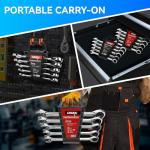 DISEN 10Pcs Ratcheting Wrench Set SAE & Metric Ratchet Wrench Set with Rack Organizer, Premium CR-v Steel, 12 Point, 72 Teeth,Box End and Open End Ratcheting Wrench Set,Metric 10-15mm&SAE 3/8''-5/8''