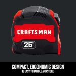 CRAFTSMAN 25-Ft Tape Measure with Fraction Marketing, Retractable, Manual-Locking Blade (CMHT37443S)