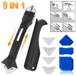 9PCS Caulk Nozzle Applicator Silicone Scraper Sealant Caulking Smooth Remover Tools Kit Floor Caulk Finisher Grout Accessoriess