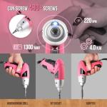 Hi-Spec Small Electric Screwdriver, Mini Drill Set, Rechargeable 3.6V Cordless Screwdriver with 26 Driver Bits, Power Tool for Small Projects & Home Use, Pink