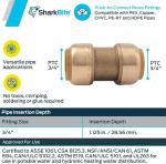 SharkBite Straight Coupling Plumbing Fitting - Push-to-Connect, 3/4 In. - 4 Count