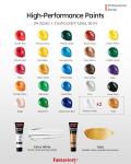 Fantastory Acrylic Paint Set, High Pigment, Quick Dry, Waterproof, 24 Colors with Metallic and White