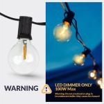 Newhouse Lighting LED G40 String Lights with Weatherproof Technology, 100W Dimmer with Wireless Remote Control, 50ft and 52 (50+2 free) LED Light Bulbs Included