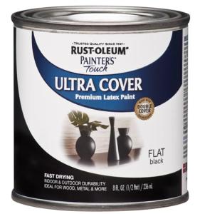 Rust-Oleum 1976730 Painter's Touch Latex Paint, Half Pint, Flat Black, 8 Fl Oz (Pack of 1)
