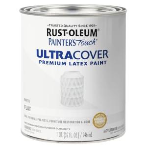 Rust-Oleum 1990502 Painter's Touch Latex Paint, Quart, Flat White 32 Fl Oz (Pack of 1)