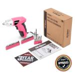 Hi-Spec Small Electric Screwdriver, Mini Drill Set, Rechargeable 3.6V Cordless Screwdriver with 26 Driver Bits, Power Tool for Small Projects & Home Use, Pink