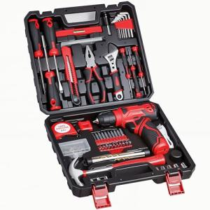 Tool Set - 8V Cordless Drill Set, 132 Piece Home Tool Set With Hand Drill, Tool Kit for Women & Men, Perfect for Homeowner, Diyer, Handyman