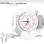 PECtools 8 Inch Dial Caliper, DIN 862 Inch/Metric Double Dial Caliper, 0-200mm, 0.001"/0.02mm Resolution, Stainless Steel, Shock Resistant, with Case