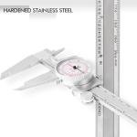 PECtools 8 Inch Dial Caliper, DIN 862 Inch/Metric Double Dial Caliper, 0-200mm, 0.001"/0.02mm Resolution, Stainless Steel, Shock Resistant, with Case